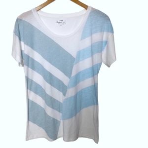 J Crew Soft Collector Short Sleeve Round Neck T-shirt XS Blue White
